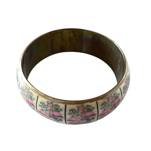 Vintage Chinese Flamingo Motif Bangle Bracelet - Picture 5 of 6